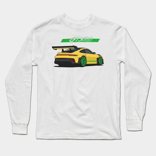 Rear car 911 gt3 rs yellow green Long Sleeve T-Shirt by creative.z